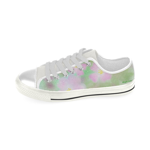 Pink Wild Roses. Inspired by the Magic Island of Gotland. Low Top Canvas Shoes for Kid (Model 018)