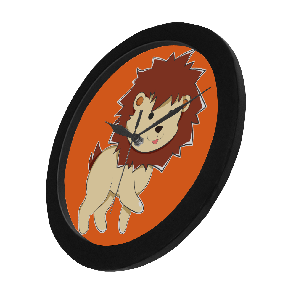 Happy Cartoon Baby Lion Circular Plastic Wall clock