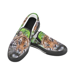 Tiger and Waterfall Slip-on Canvas Shoes for Kid (Model 019)
