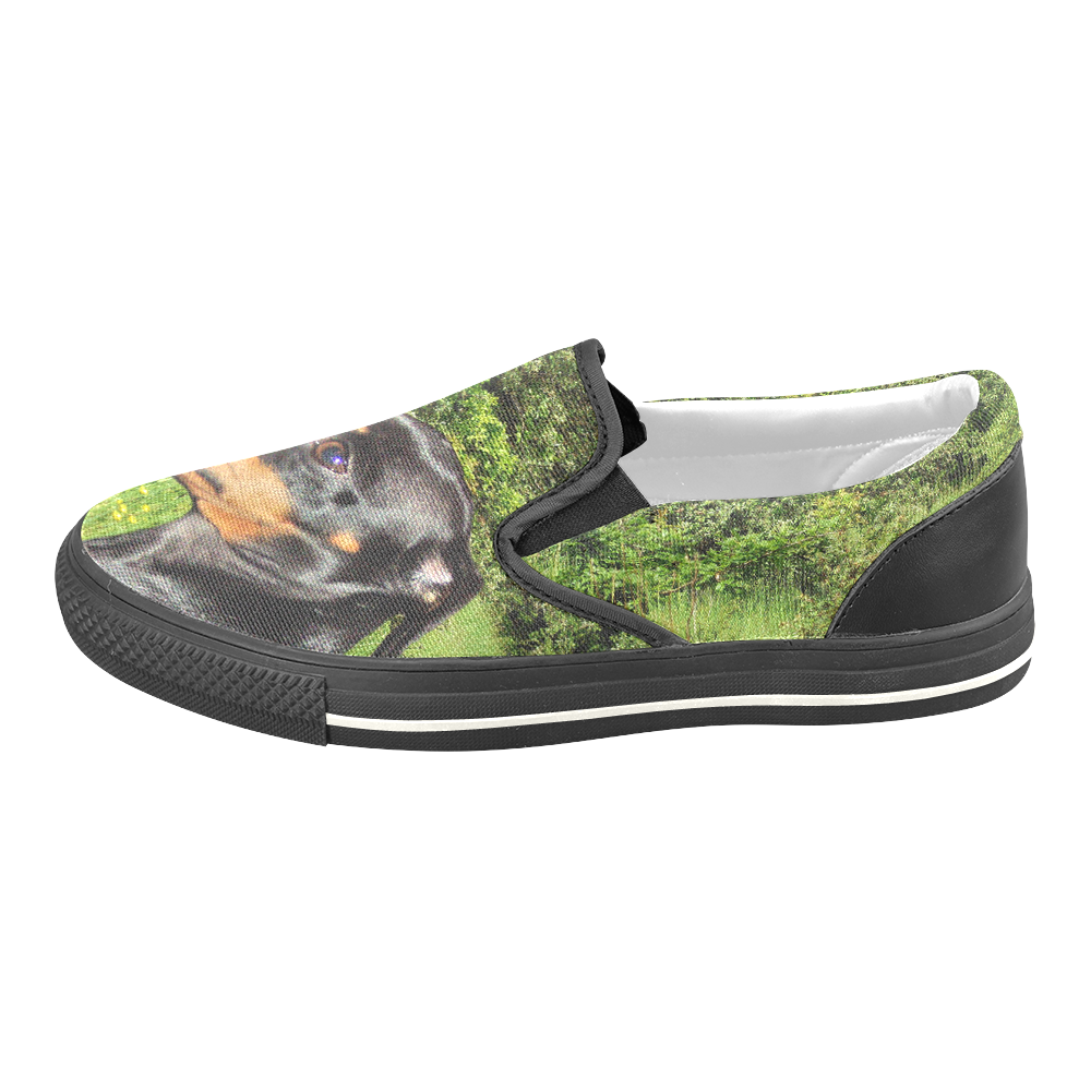 Dachshund Doxie Slip-on Canvas Shoes for Kid (Model 019)