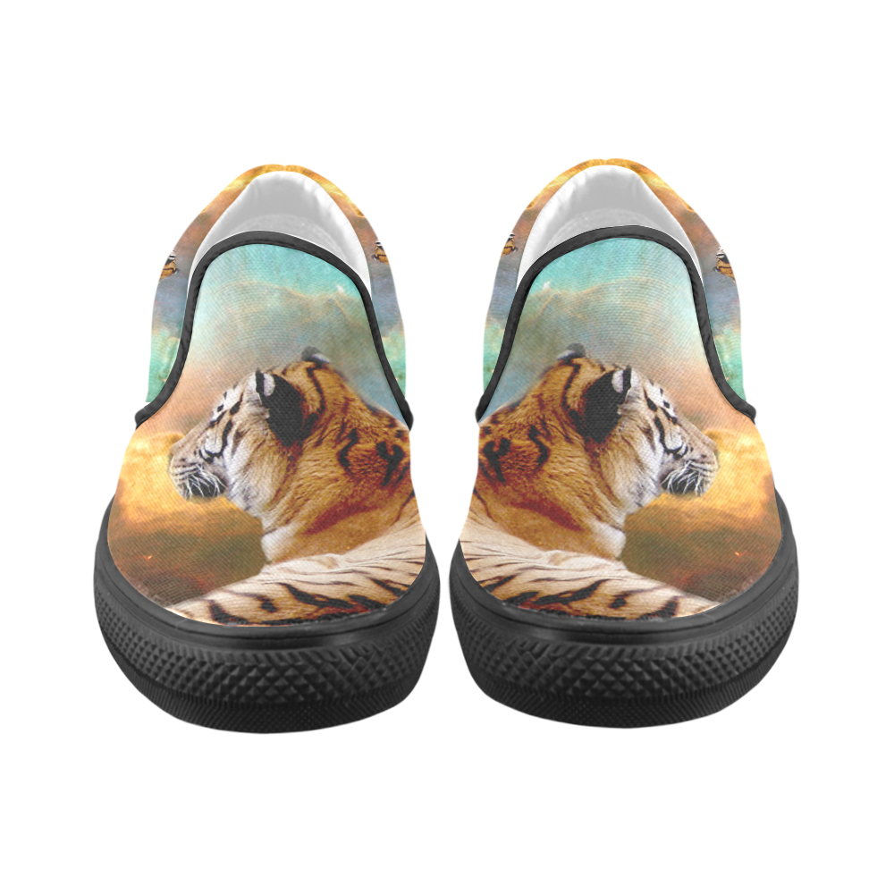 Tiger and Nebula Slip-on Canvas Shoes for Kid (Model 019)