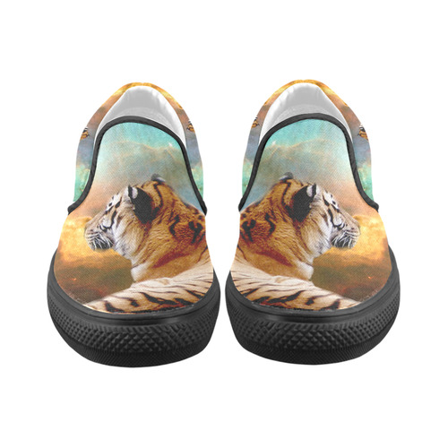 Tiger and Nebula Slip-on Canvas Shoes for Kid (Model 019)
