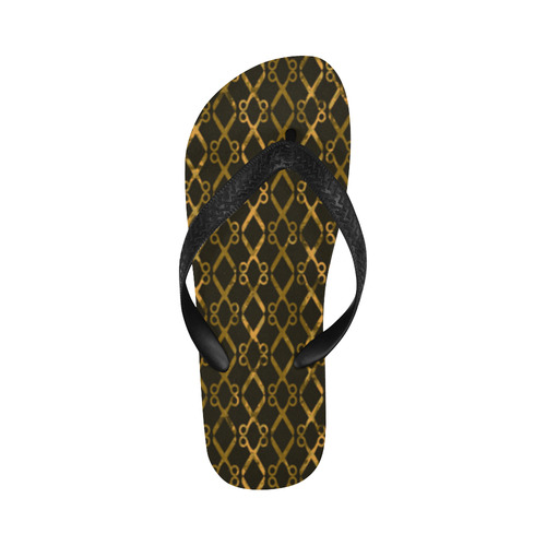 Golden Brown Scissor Stripes Flip Flops for Men/Women (Model 040)