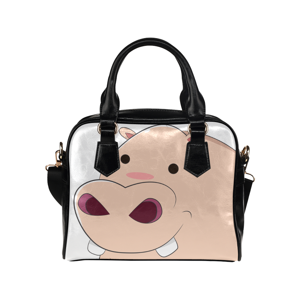 Happy Cartoon Baby Hippo Shoulder Handbag (Model 1634)