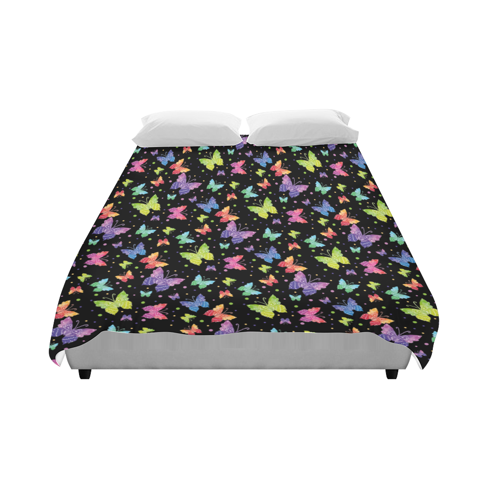 Colorful Butterflies Black Edition Duvet Cover 86"x70" ( All-over-print)