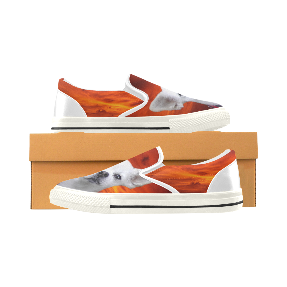 Dog Chihuahua Slip-on Canvas Shoes for Kid (Model 019)