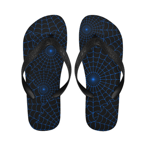 Halloween Spiderwebs - Blue Flip Flops for Men/Women (Model 040)