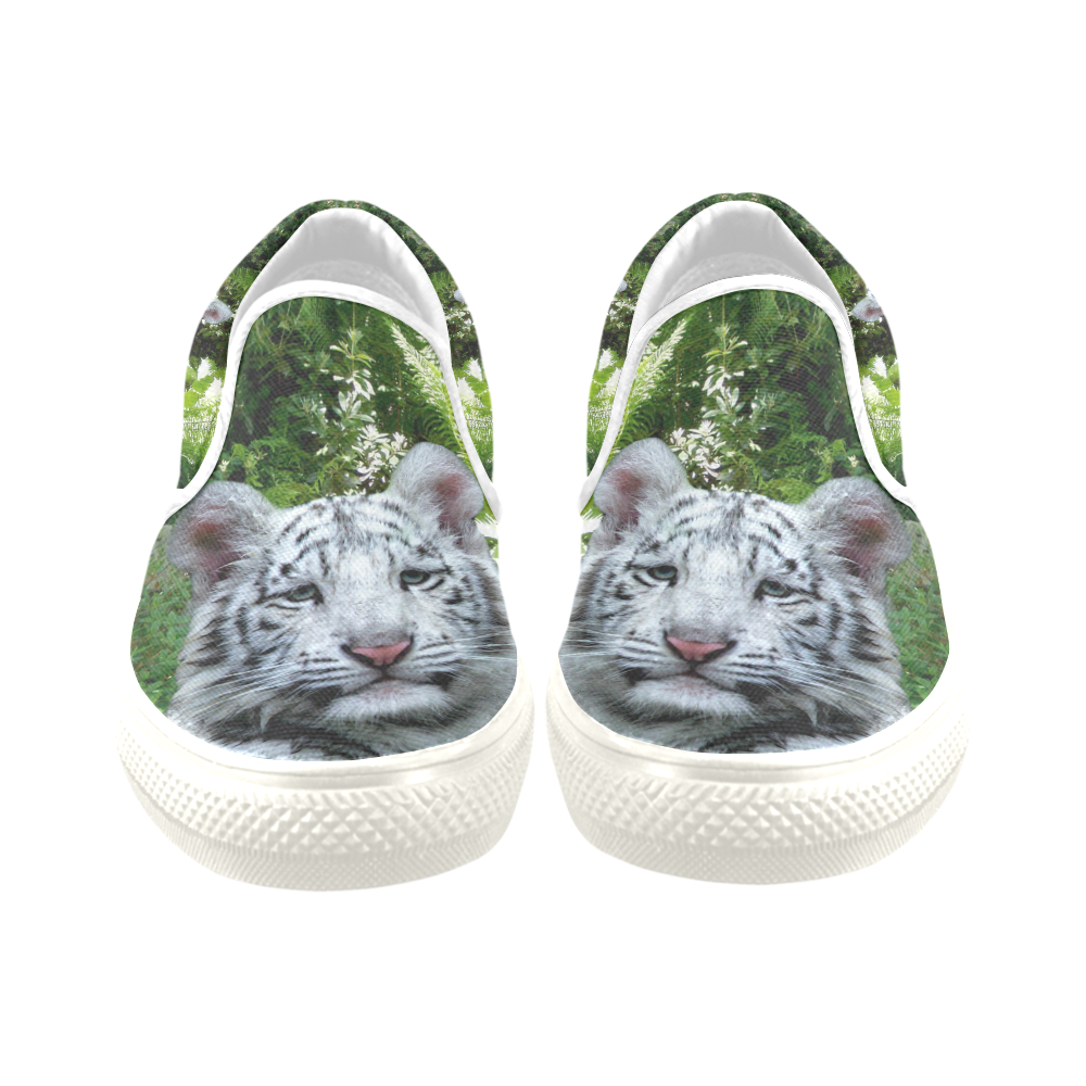 White Tiger Slip-on Canvas Shoes for Kid (Model 019)