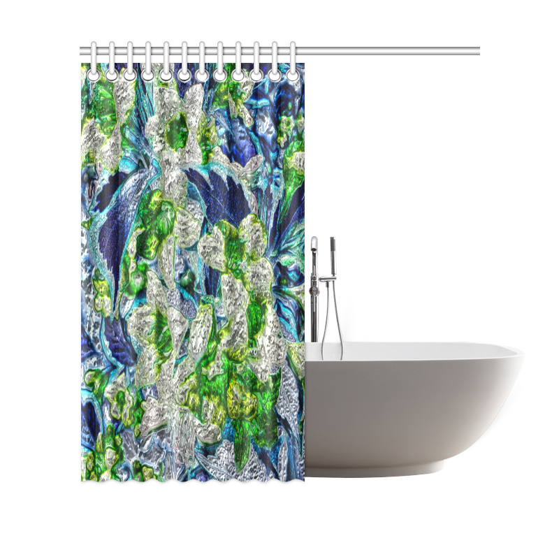 Floral glossy Chrome 2A by FeelGood Shower Curtain 69"x70"