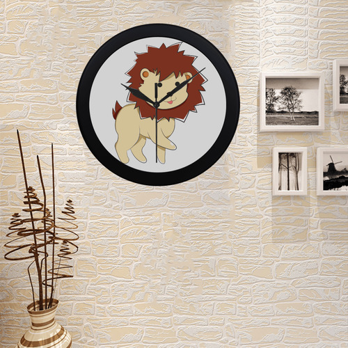 Happy Cartoon Baby Lion Circular Plastic Wall clock