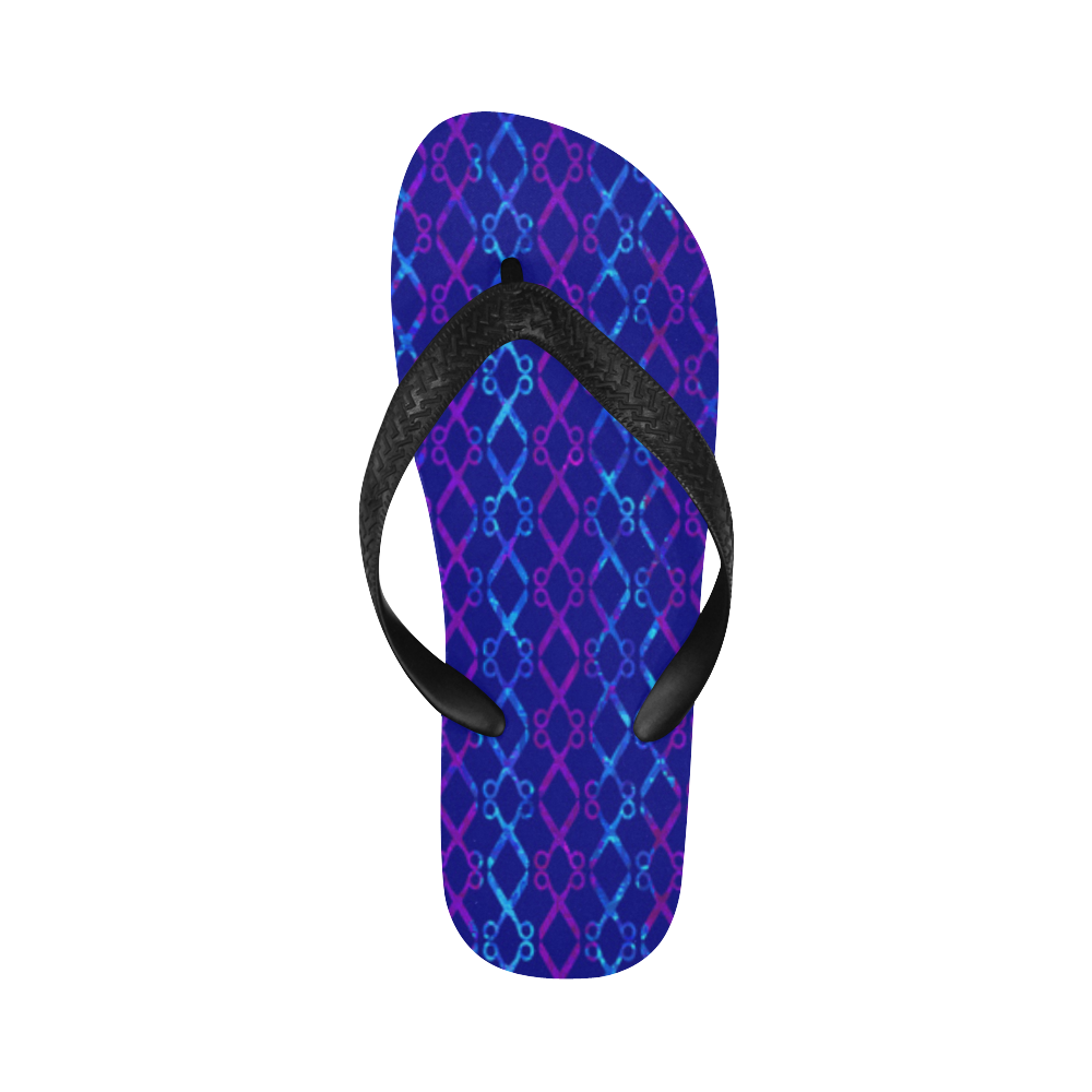 Scissor Stripes - Blue and Purple Flip Flops for Men/Women (Model 040)