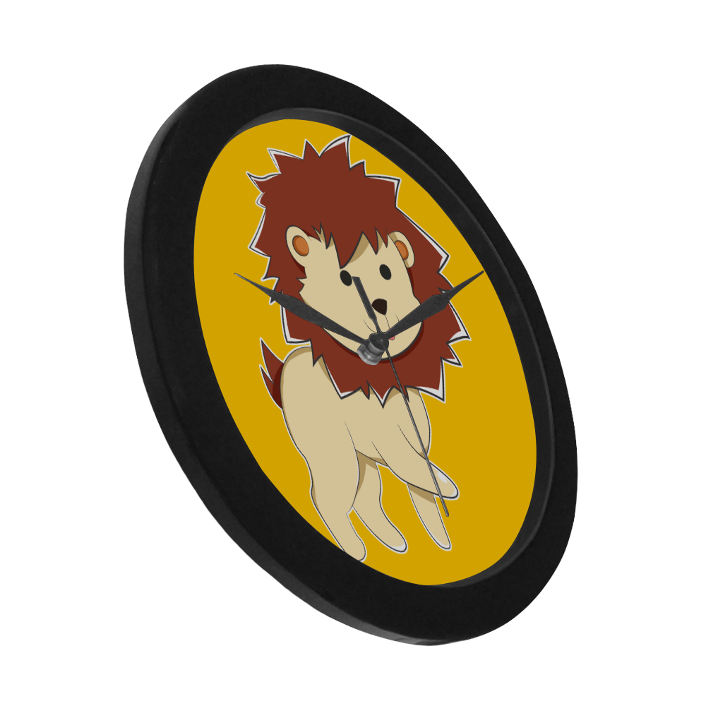 Happy Cartoon Baby Lion Circular Plastic Wall clock