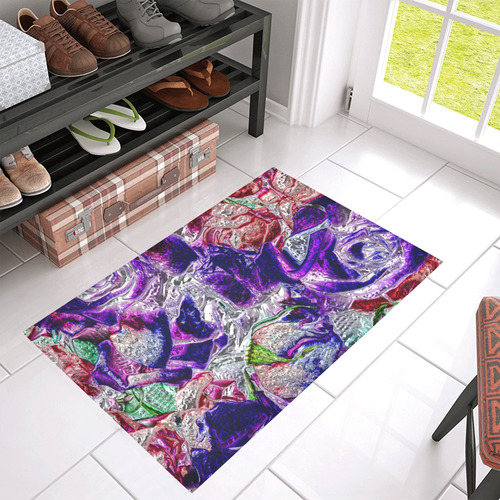 Floral glossy Chrome 01A by FeelGood Azalea Doormat 30" x 18" (Sponge Material)