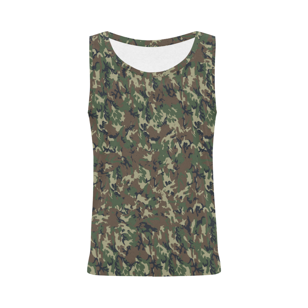 Forest Camouflage Military Pattern All Over Print Tank Top for Women (Model T43)
