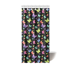 Colorful Butterflies Black Edition Shower Curtain 36"x72"