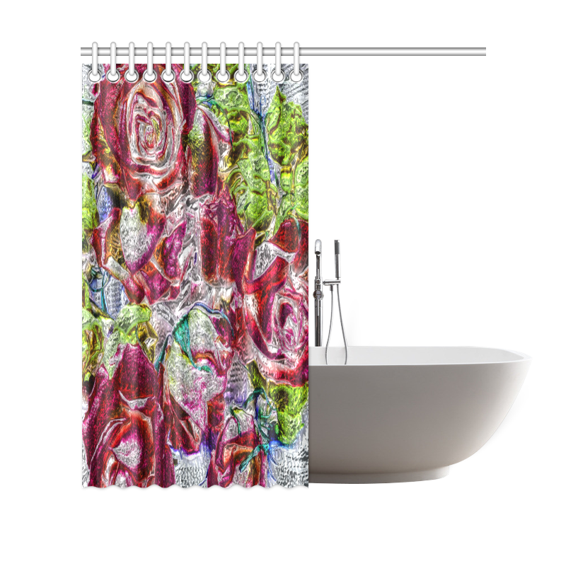 Floral glossy  Chrome 01C by FeelGood Shower Curtain 69"x70"