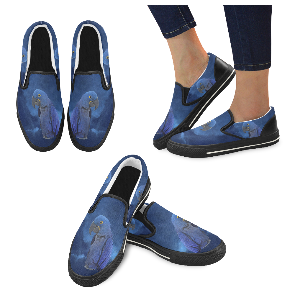 Hyacinth Macaw Slip-on Canvas Shoes for Kid (Model 019)