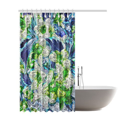 Floral glossy Chrome 2A by FeelGood Shower Curtain 72"x84"