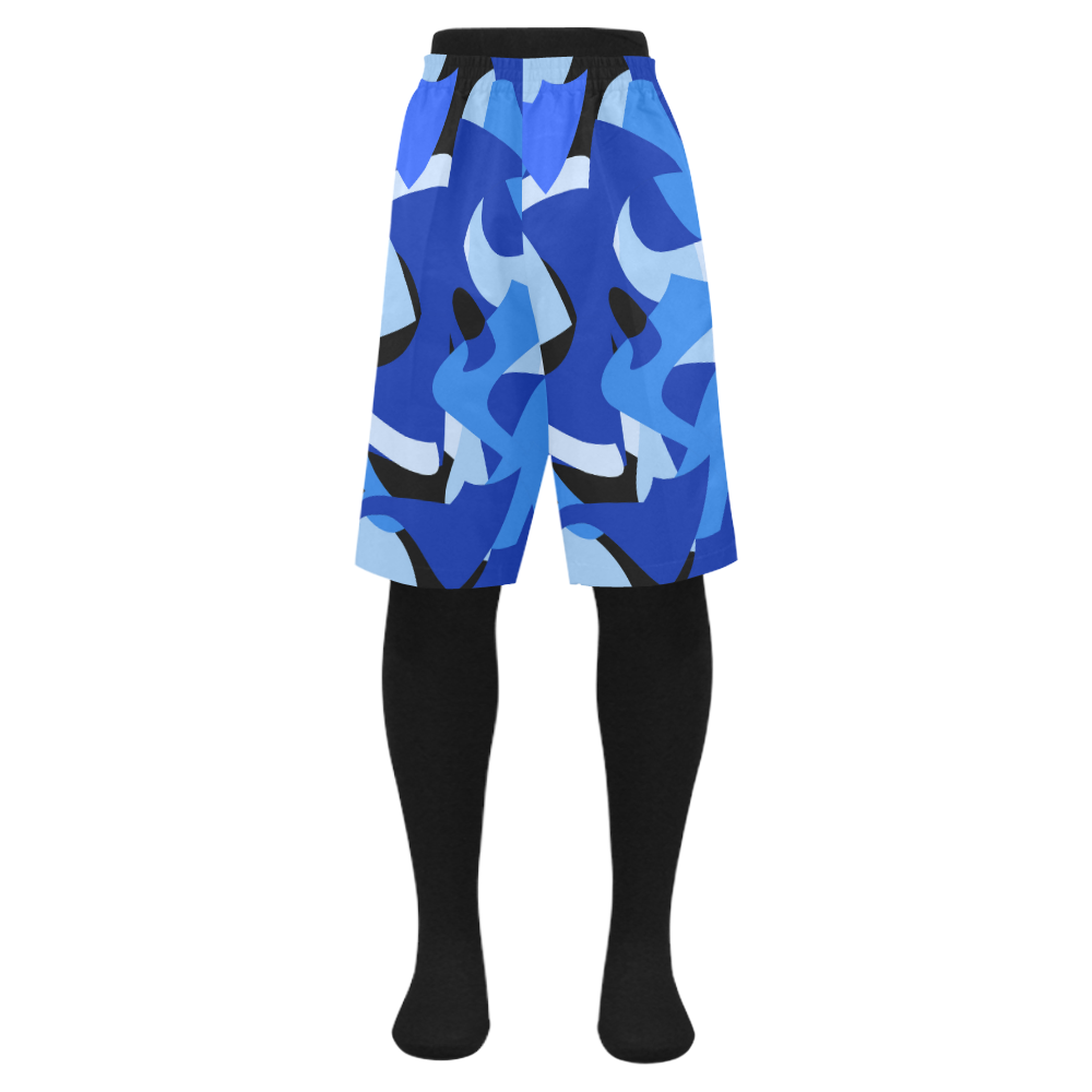 A201 Abstract Shades of Blue and Black Men's Swim Trunk (Model L21)