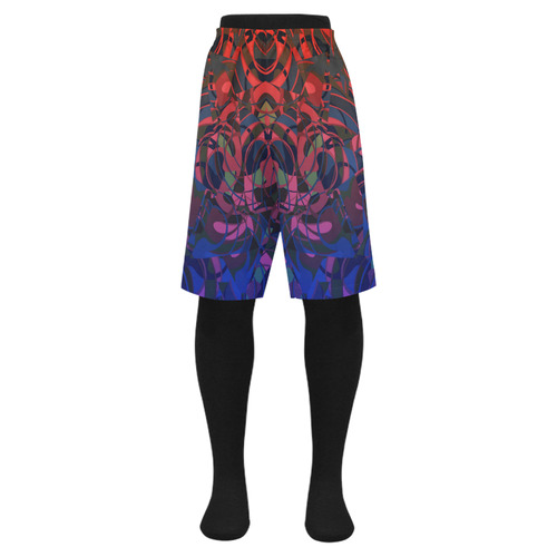 Hot Summer Nights Abstract - Blue and Deep Red Men's Swim Trunk (Model L21)