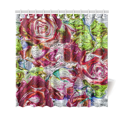 Floral glossy  Chrome 01C by FeelGood Shower Curtain 69"x70"