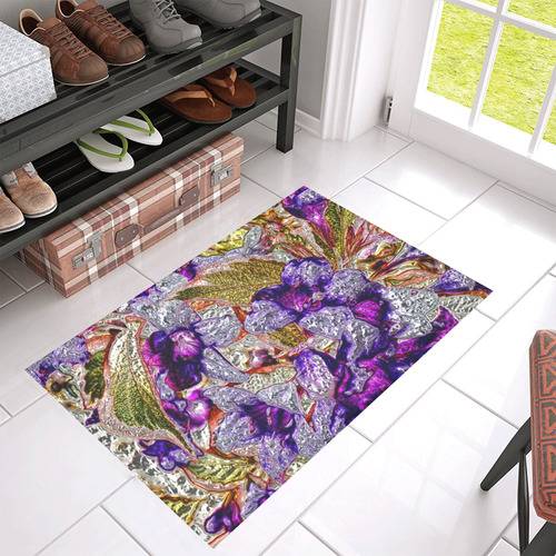 Floral glossy Chrome 2B by FeelGood Azalea Doormat 30" x 18" (Sponge Material)