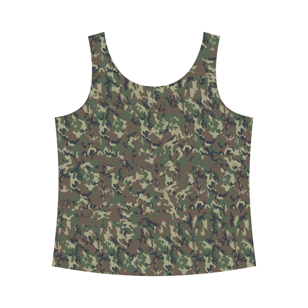 Forest Camouflage Military Pattern All Over Print Tank Top for Women (Model T43)