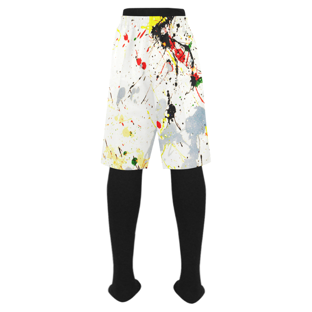 Yellow & Black Paint Splatter Men's Swim Trunk (Model L21)