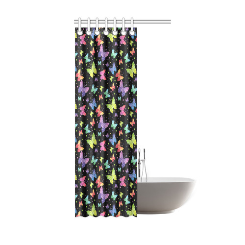 Colorful Butterflies Black Edition Shower Curtain 36"x72"