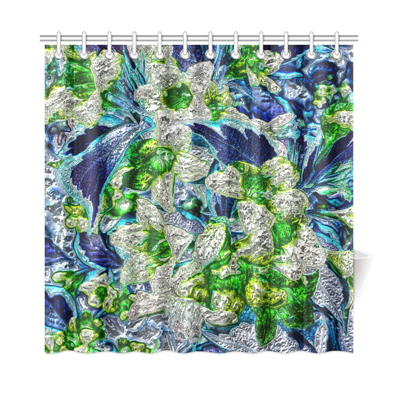 Floral glossy Chrome 2A by FeelGood Shower Curtain 72"x72"