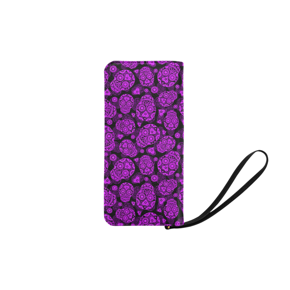 Sugar Skull Pattern - Purple Women's Clutch Purse (Model 1637)