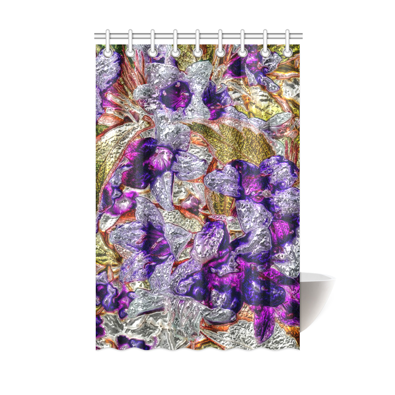 Floral glossy Chrome 2B by FeelGood Shower Curtain 48"x72"