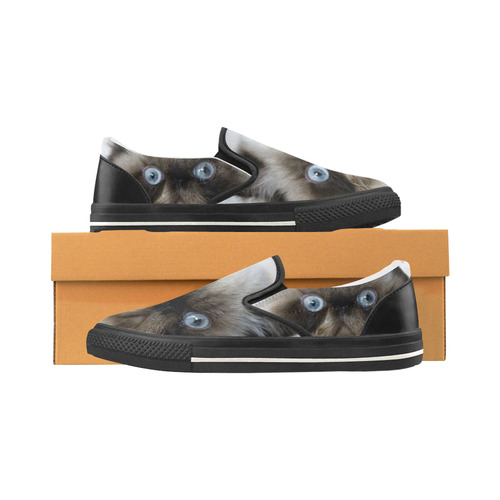 Funny Cat Slip-on Canvas Shoes for Kid (Model 019)