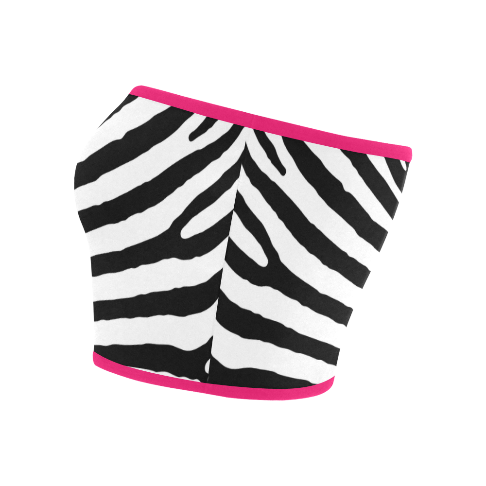 Black and White Zebra Safari Stripes Hot Pink Piping Bandeau Top