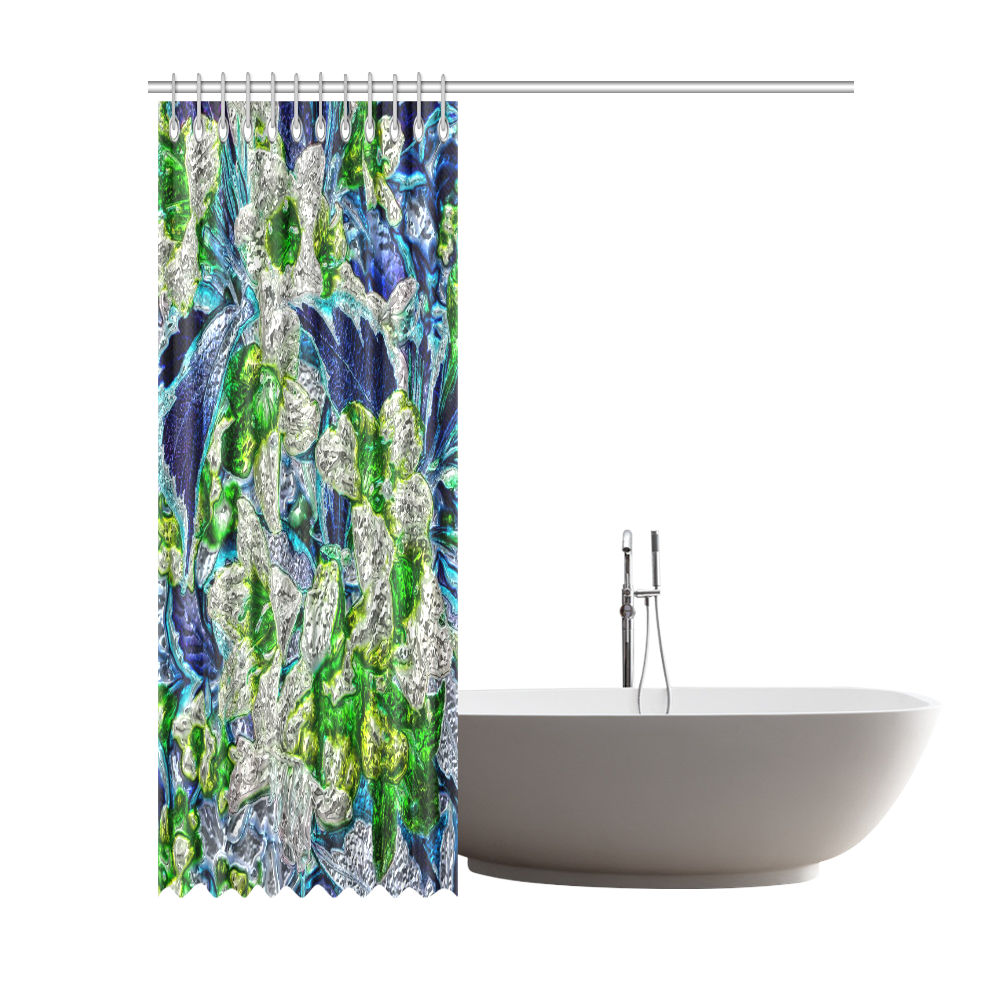 Floral glossy Chrome 2A by FeelGood Shower Curtain 72"x84"