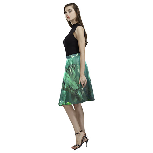 Awesome submarine with orca Melete Pleated Midi Skirt (Model D15)