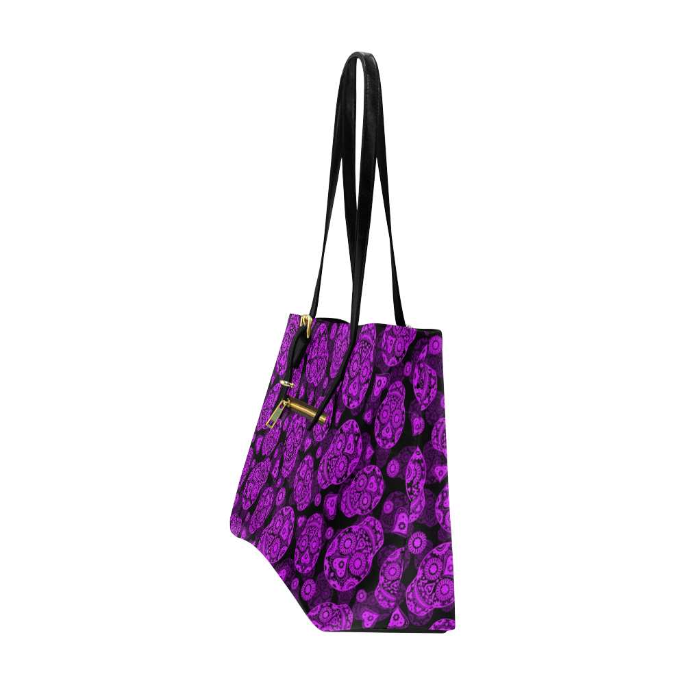 Sugar Skull Pattern - Purple Euramerican Tote Bag/Large (Model 1656)