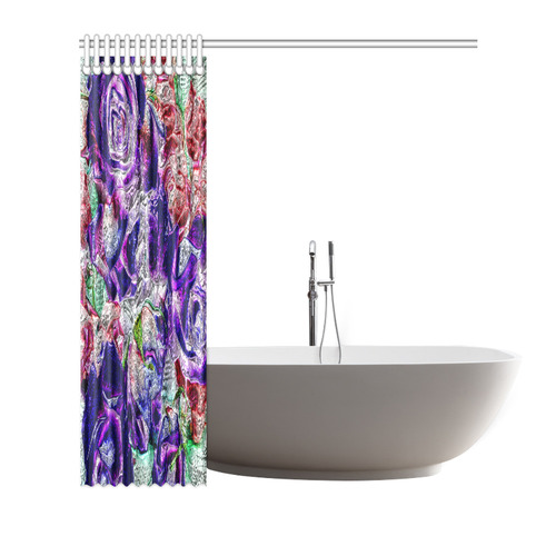 Floral glossy Chrome 01A by FeelGood Shower Curtain 72"x72"
