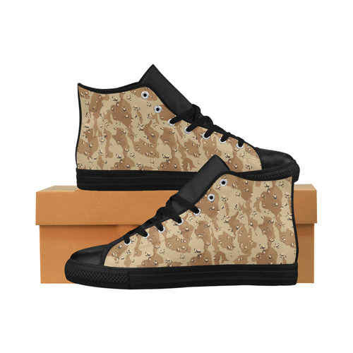 Desert Camouflage Military Pattern Aquila High Top Microfiber Leather Men's Shoes/Large Size (Model 032)