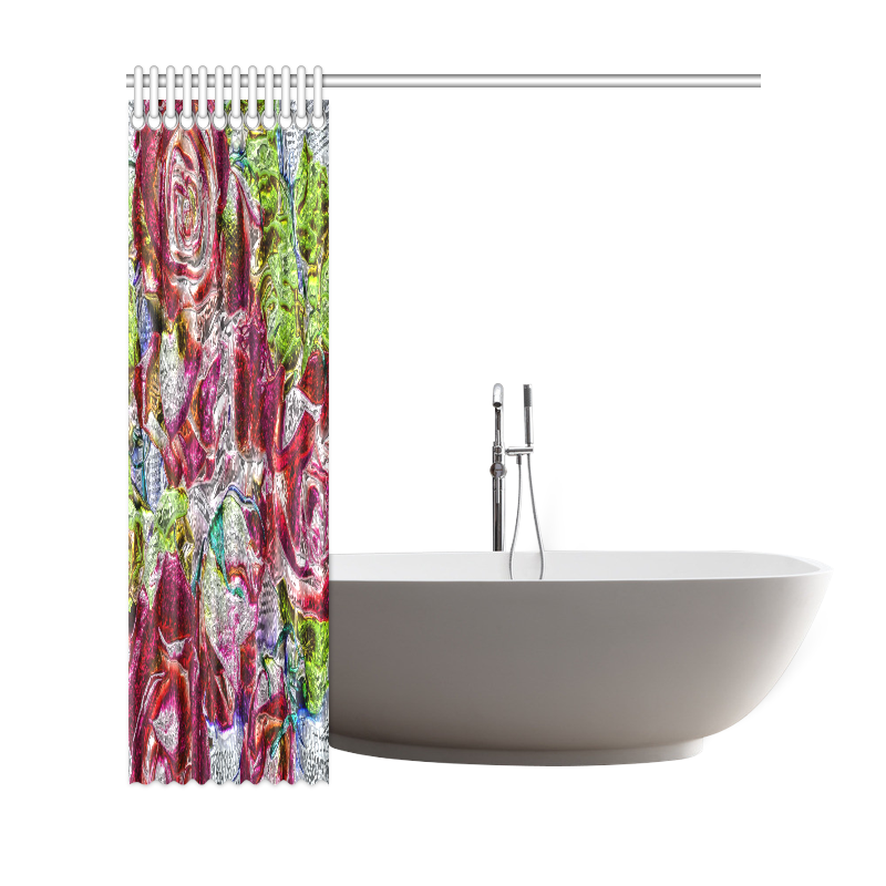 Floral glossy  Chrome 01C by FeelGood Shower Curtain 69"x72"