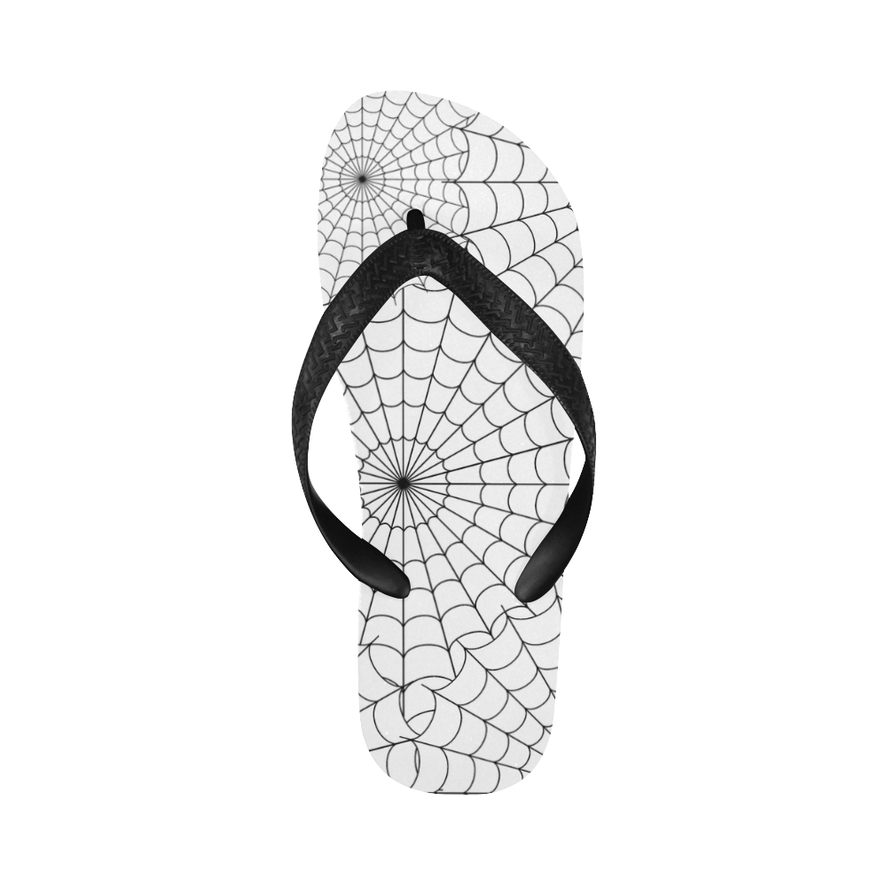 Halloween Spiderwebs - Black Flip Flops for Men/Women (Model 040)