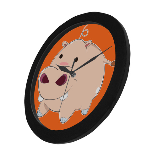 Happy Cartoon Baby Hippo Circular Plastic Wall clock