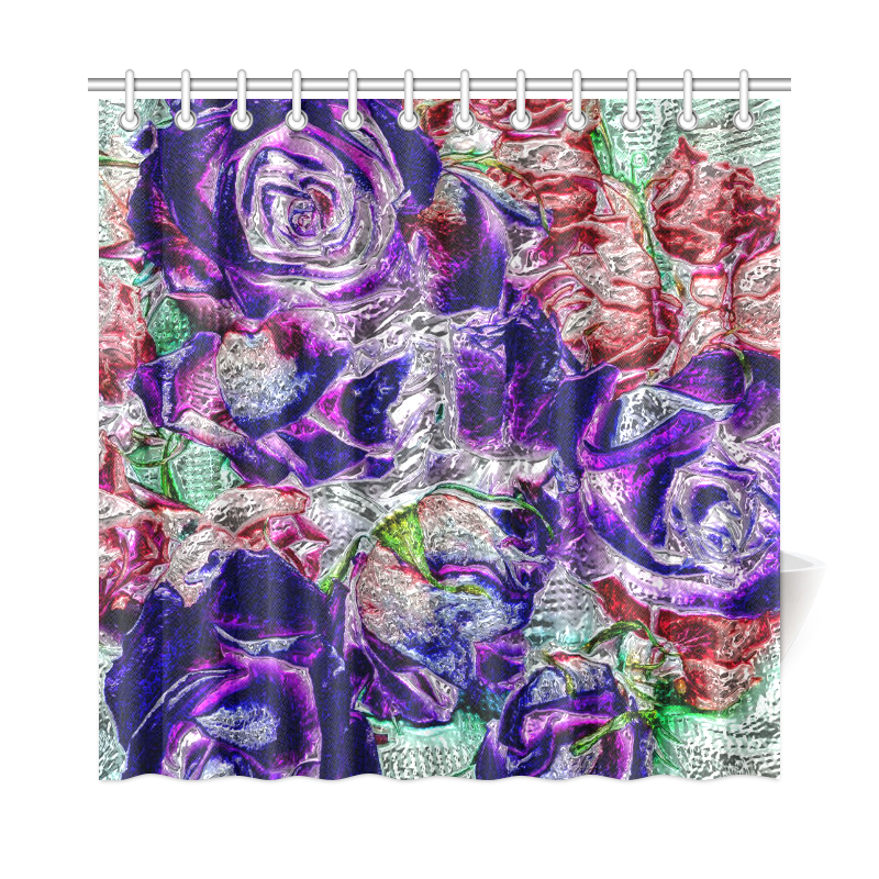 Floral glossy Chrome 01A by FeelGood Shower Curtain 72"x72"