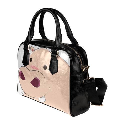 Happy Cartoon Baby Hippo Shoulder Handbag (Model 1634)