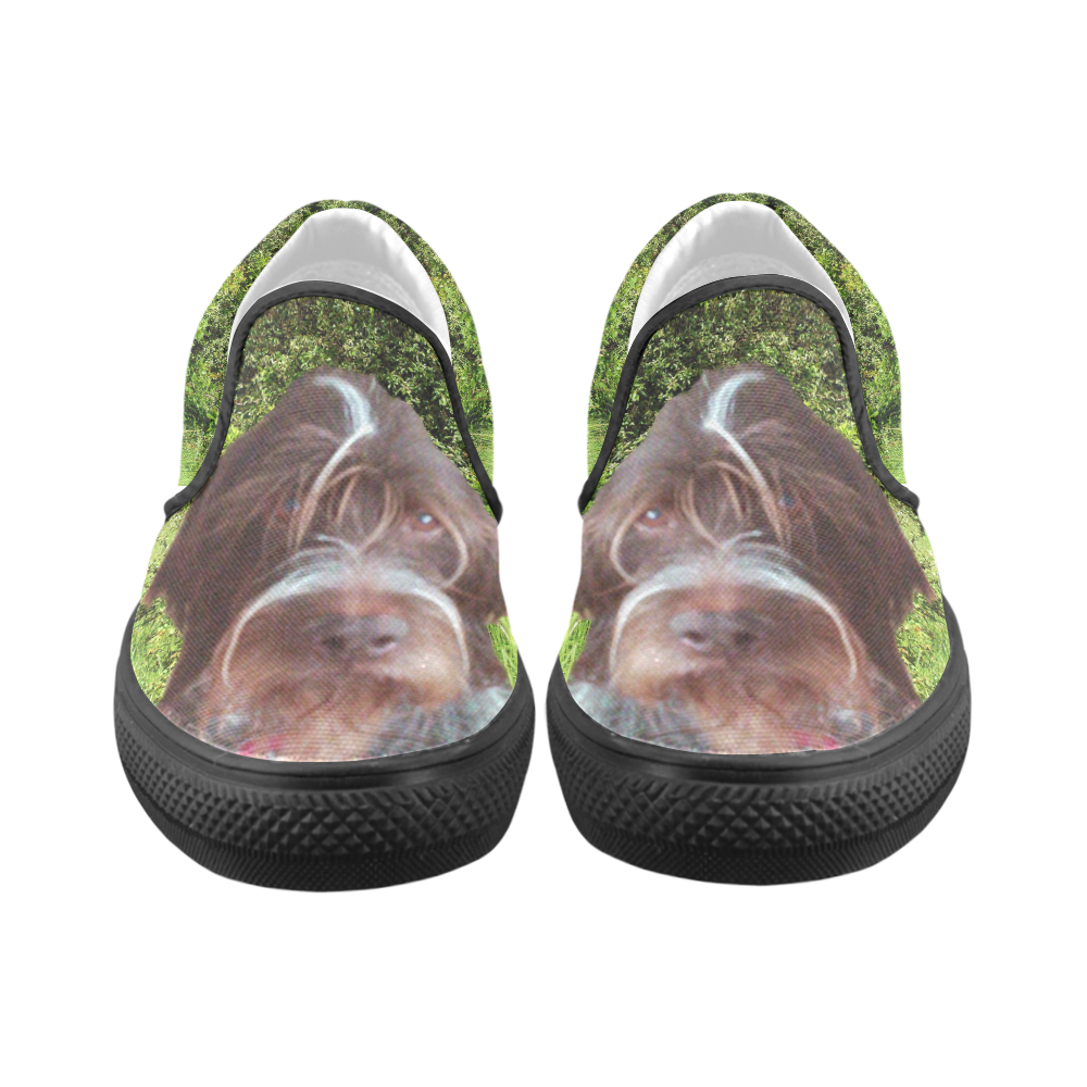 Dog Wirehaired Pointing Griffon Slip-on Canvas Shoes for Kid (Model 019)