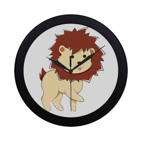 Happy Cartoon Baby Lion Circular Plastic Wall clock