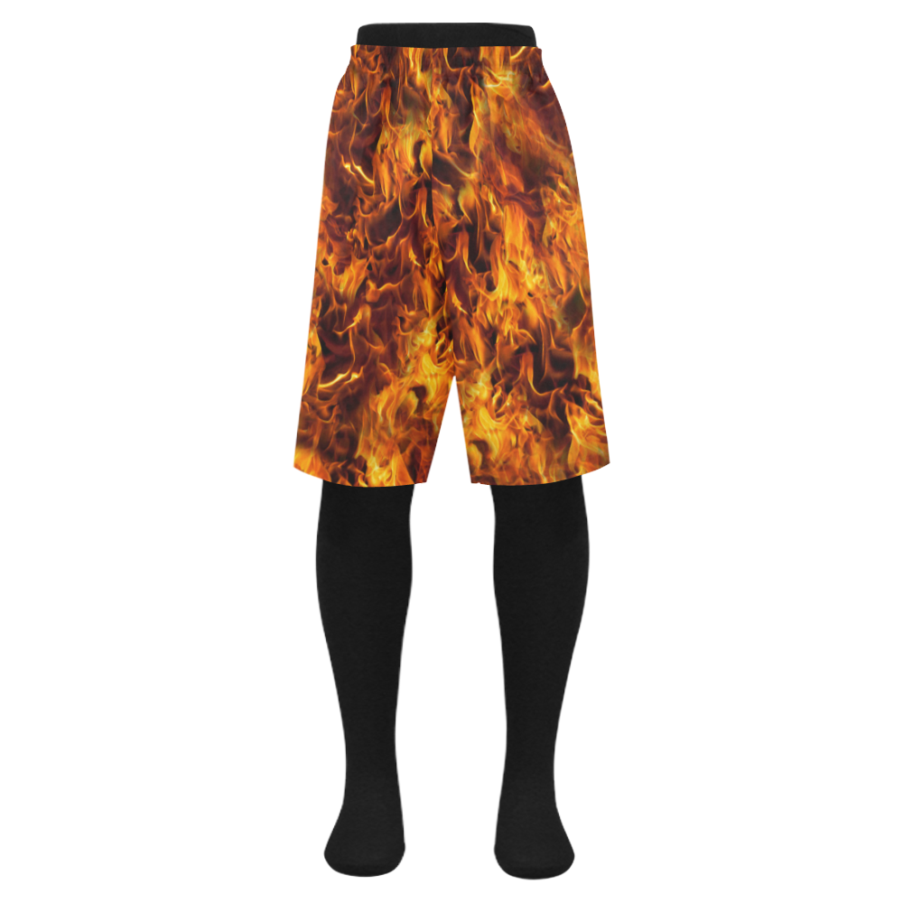 Flaming Fire Pattern Men's Swim Trunk (Model L21)