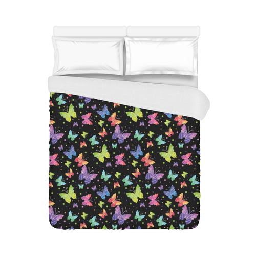 Colorful Butterflies Black Edition Duvet Cover 86"x70" ( All-over-print)