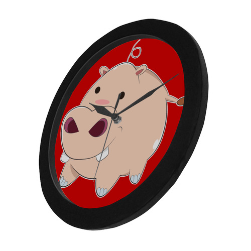 Happy Cartoon Baby Hippo Circular Plastic Wall clock