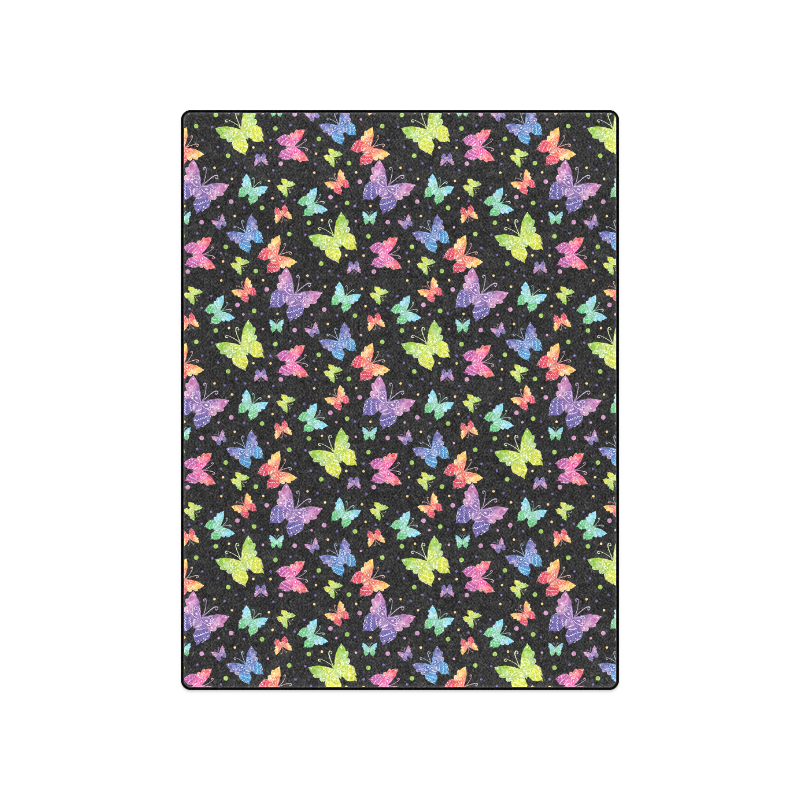 Colorful Butterflies Black Edition Blanket 50"x60"